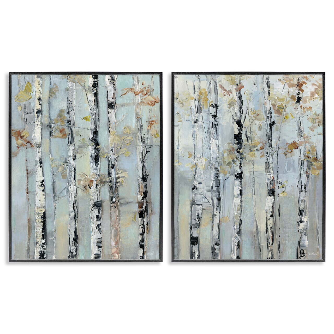 Stupell Industries Autumnal Birch Trees 2pc Framed Giclee Set By Sally Swatland